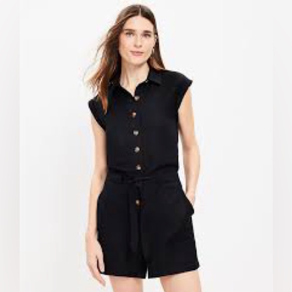LOFT Black Button romper